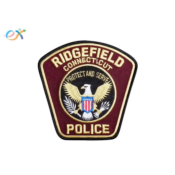 Twill Background Fabric Police Embroidered Patch For Uniform Garments