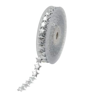 15mm*15m Ultrasonic Star Wired Ribbon Plain Pattern Jacquard Ribbon