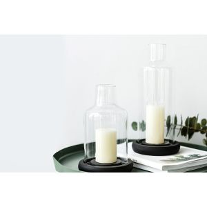 Tall Glass Candlestick Holders Clear White Simple Design Eco - Friendly
