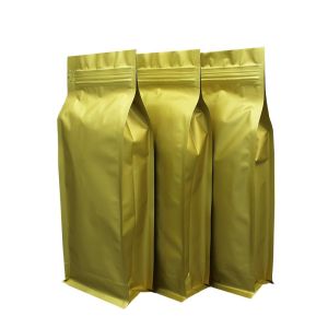 Resealable recycle flat bottom coffee bean packaging bags with valve