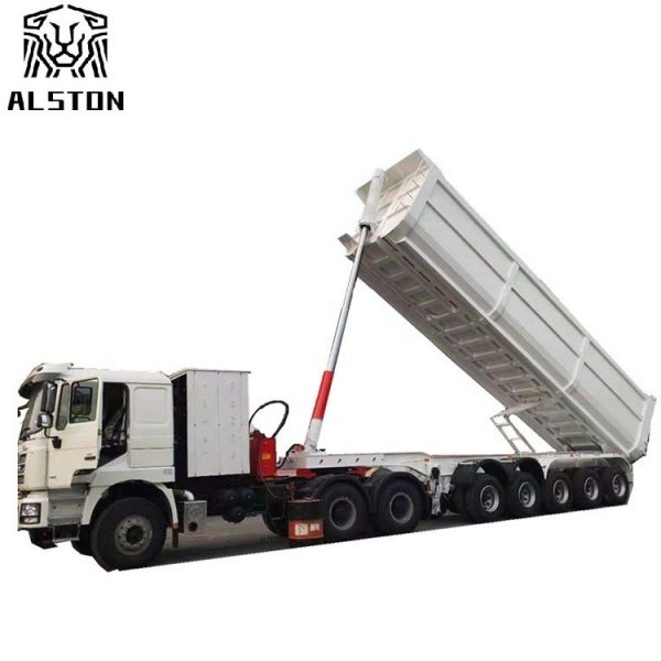 Buy 5 Axle 80T Semi Trailer End Dump Truck Mechanical Suspension at wholesale prices