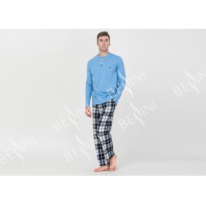 100% Cotton Slub Jersey Fabric Men'S Luxury Pajama Sets , Mens Matching Pajamas