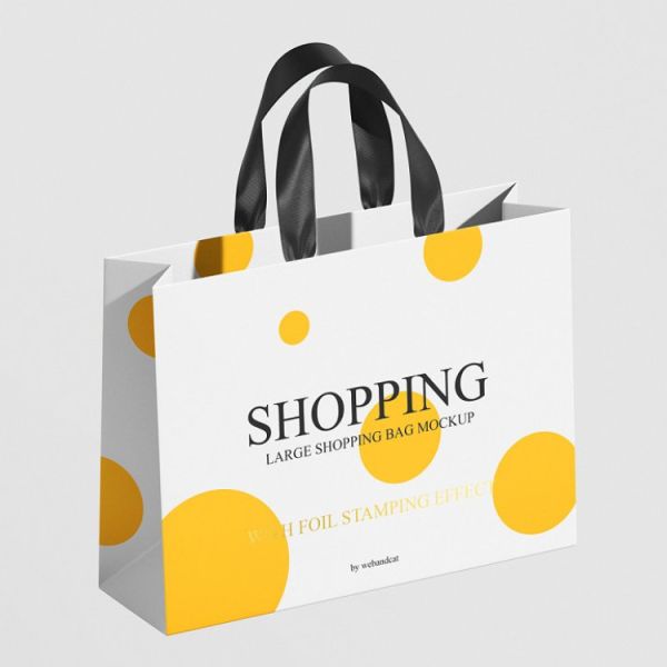 Buy Custom Private Logo Printed Black Large Personalized Luxury Shopping Tote Gift Premium Paper Bags With Handle at wholesale prices