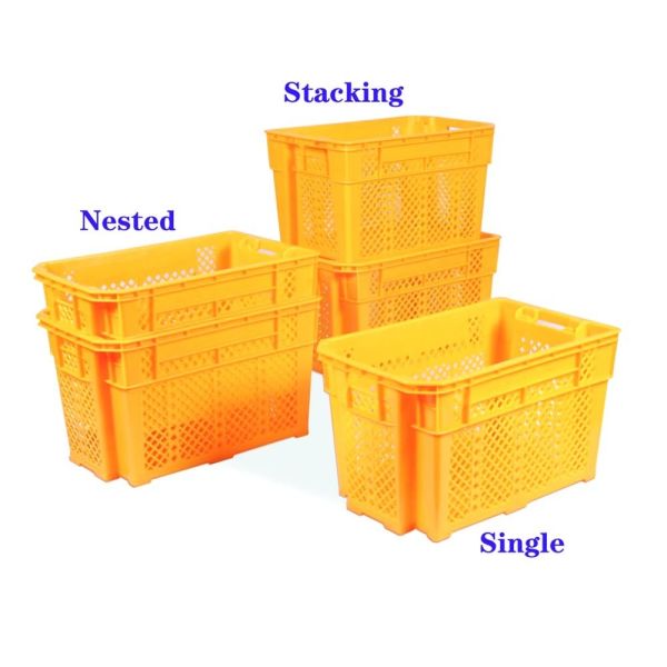 China Mesh Style Customized Color Stackable Plastic Crate For Logistics Storage In Warehouse Space on sale China Mesh Style Customized Color Stackable Plastic Crate For Logistics Storage In Warehouse Space on sale