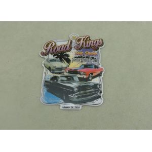 Die Stamped Souvenir Car Badge , Printing Fridge Badge With Magnet