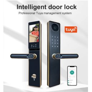 Electronic Front Door Locks with Tuya WiFi Remote Entry Punch Code Keyless