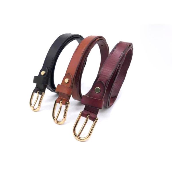 Buy Adjustable Thin Women's Fashion Leather Belts Gold Pin Buckle at wholesale prices
