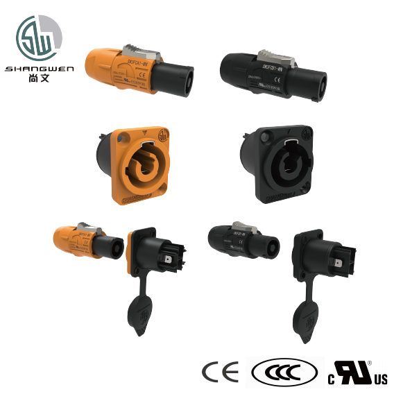 LED Display Connector 250V 3Pin Male Blue LED Powercon Chassis Plug Connector for Industrial Electronics Accessories