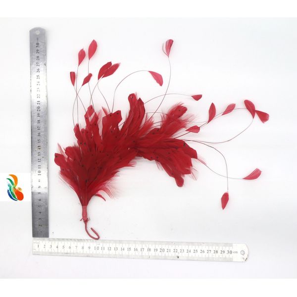 Wedding Occasion Goose Feather and Coque Feather Flower Mount with Wire Accessory