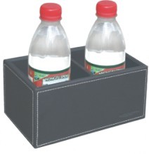 China PU Leather Hotel Guestroom Water Bottle Holder With 2 Slots on sale