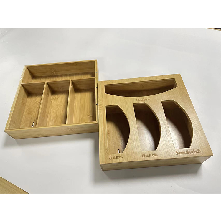 Aluminum Food Container 100% Natural Bamboo Ziplock Bag Storage Box with Cover