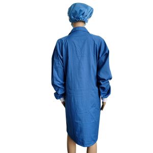 ESD Dustproof Gown Spandex Cuff Dust Free Polyester Lint Free Smock For Lab