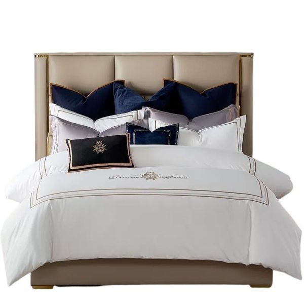 Buy Custom Cotton Hotel Bedding Set with Percale European Style and Luxury Embroidery Logo at wholesale prices