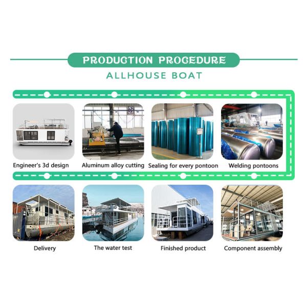 Aluminum Floating Boat Hotel Luxury And Comfort Water Double Deck Houseboat