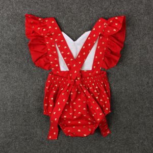 Infant girls flutter sleeveless rompers wholesales Sequins heart Embroidered