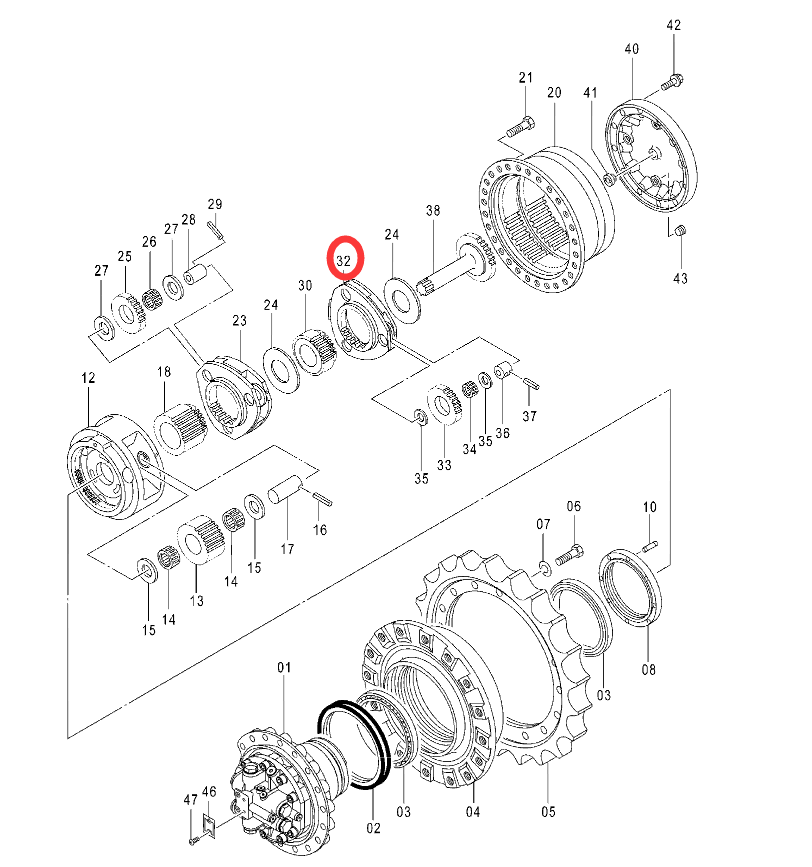 2050691 Travel Device 1st Carrier Assy Hitachi ZX200 3 Hydraulic Gear Parts
