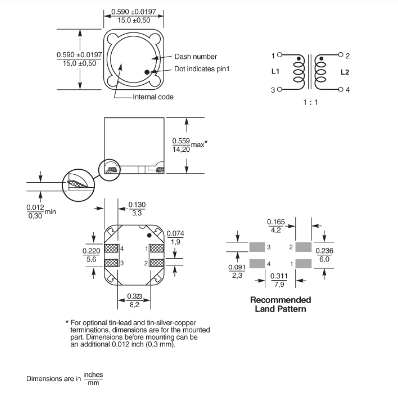 MSD1514-252MED Power Inductors Surface Mount Magnetic Shielding