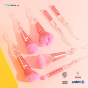 Aluminum Ferrule 7PCS Makeup Brush Set Plastic Handle Smudge Brush Soft