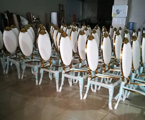 Modern Fashion Gold White Stainless Steel Banquet Chair Luxury Banquet Wedding Chair