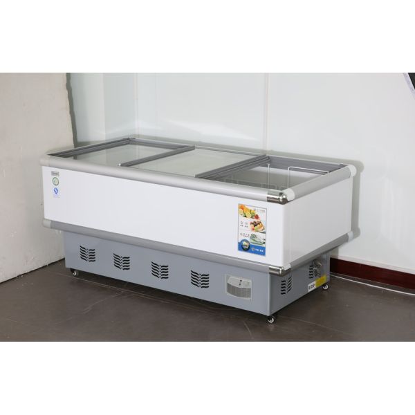 Horizontal island cabinet commercial direct cooling refrigeration and freeze display cabinet