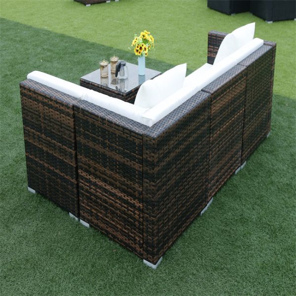 Outdoor Indoor PE Rattan Sofa With Side Sofa , Middle Sofa , Ottoman , Coffee Table Rattan chair furniture set