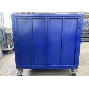 Powdercoating Mobile Lockable Metal Pallet Cage Industrial Stillages On Wheels