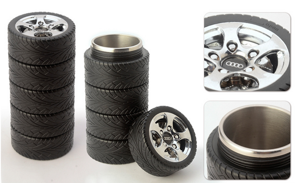 304 Stainless Steel Tyre Shaped Travel Coffee Mugs