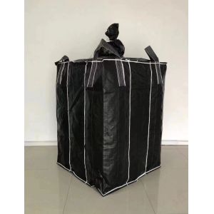 Black PP woven baffle bag / Q bag FIBC for powder flour carbons chemical powders