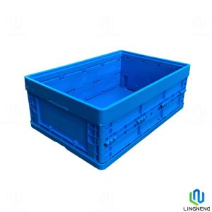 Rectangle 55L Folding Crate Box Collapsible Plastic Storage Boxes With Lids 600