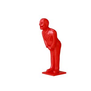 China Life Size Welcome Painted Metal Sculpture Red Bowing Man Fiberglass Sculpture on sale
