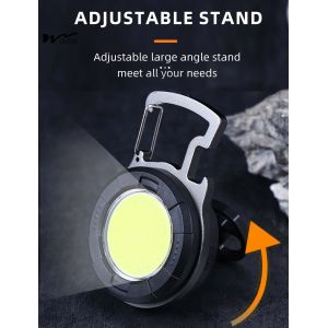 COB Mini Keychain Flashlight Rechargeable LED Torch Pocket Light 4 Modes for