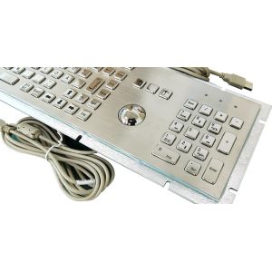 Self Service Kiosk Stainless Steel Industrial Keyboard With Trackball And