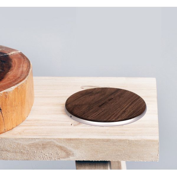 Buy Qi Standard Wooden Mini Wireless Cell Phone Charger for iPhone X / 8 / 8 Plus at wholesale prices