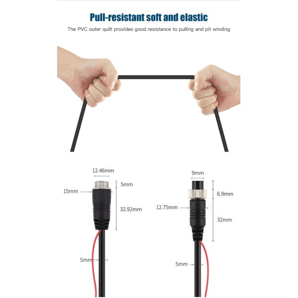 Stretchable 4PIN Black 3 To 3 Aviation Spring Extension Cable Car Camera Accessories FCC