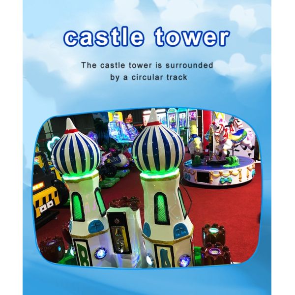 Coin Operated Kiddie Ride Train Game Fiber Glass Train Rides Round Castle