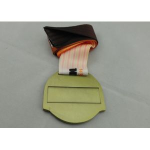 Antique Brass Plating Ribbon Medals Die Casting , Iron Man Medal