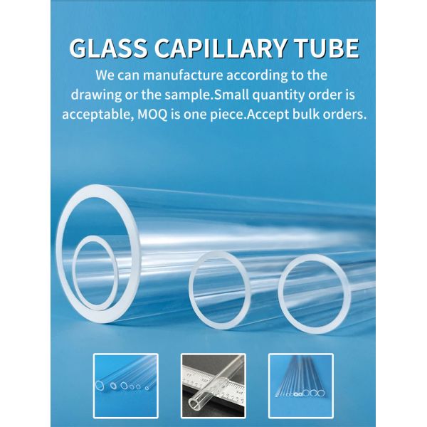 Round Micro Size Quartz Capillary Tubes Clear Fused Quartz Square Tube High Heat Resistance