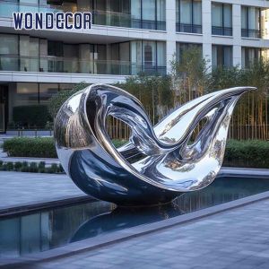 Large Abstract Metal Wave Art Stainless Steel Sculpture