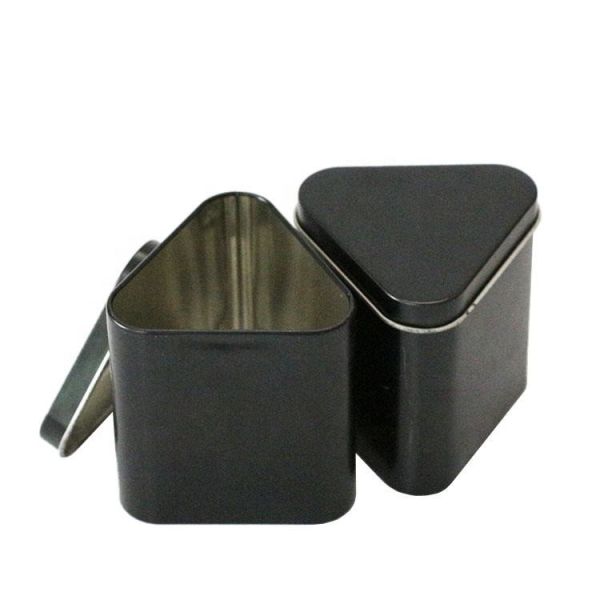 Wholesale Triangle Tin Box Black Metal Packaging Cans Custom Gift Tin Jar for Food