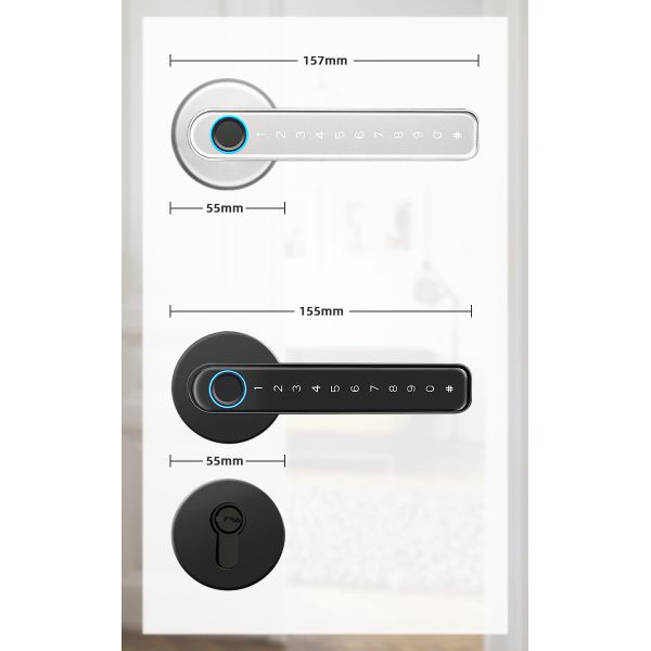 Retro Style Fingerprint Handle Door Lock Zinc Alloy Anti Corrosion