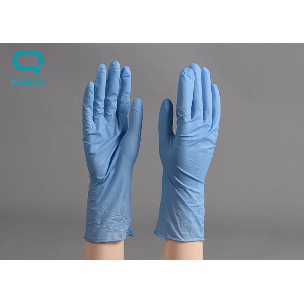 Non Slip Clean Room Blue Disposable Nitrile Gloves Dust Proof