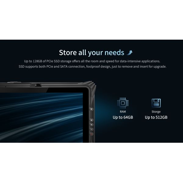 12 Inch Rugged Tablets Windows 11 With I7 CPU IP65 Waterproof 5G Connectivity