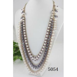 2012 beautiful beaded long pearl necklace with fashion design
