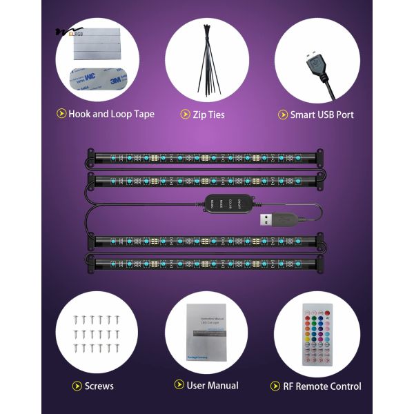 Other Control Mode Luminous Car Spoiler with RGB Instrument Panel Lighting and USB Charger