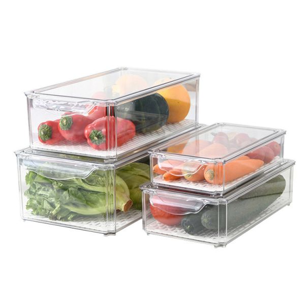 Buy PET Freezer Food Storage Stackable Plastic Storage Box 30*30*14cm at wholesale prices