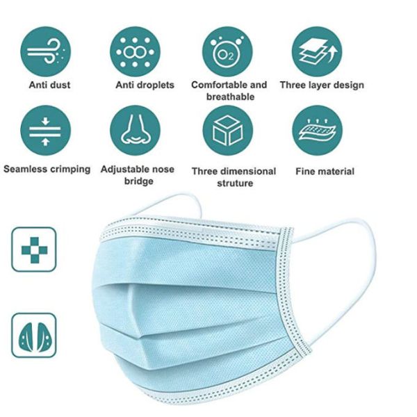 Three Layers Disposable Medical Face Masks Anti Allergic Materials Good Breathability