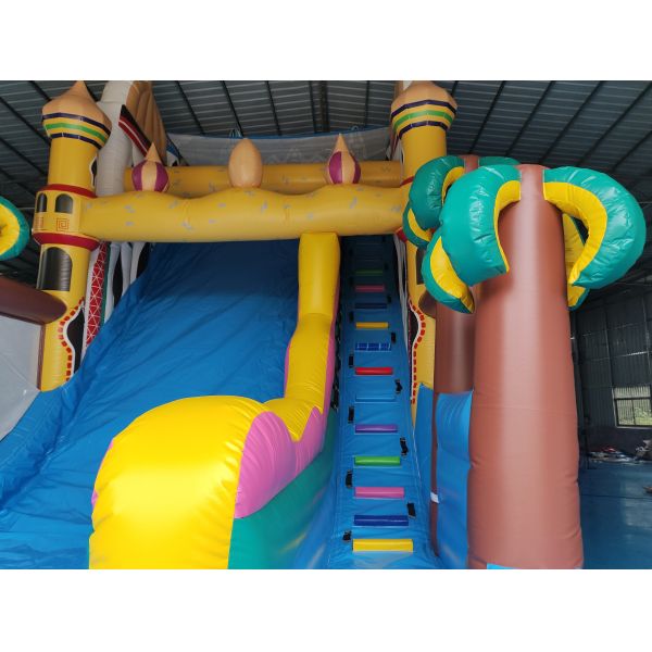 High Quality Outdoor Digital Printing Inflatable Slide Princess Lamp Of Aladdin Cartoon Inflatable Castle For Kids