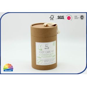 Ribbon Handles Kraft Cardboard Cylinder Tubes With Print Paster