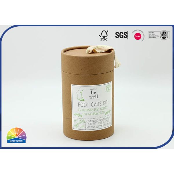 Buy Ribbon Handles Kraft Cardboard Cylinder Tubes With Print Paster at wholesale prices