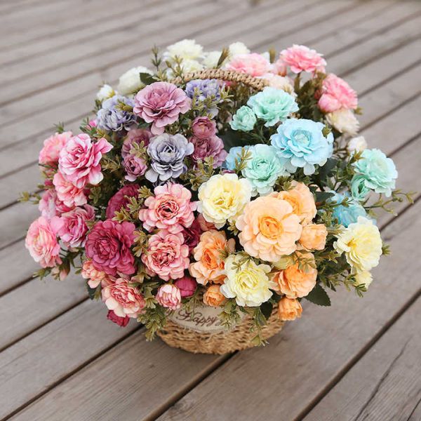 Artificial Flower Bouquets Wholesale Silk Multi Azalea Flower Heads Home Festivals Wedding Decorations Flower Bouquet